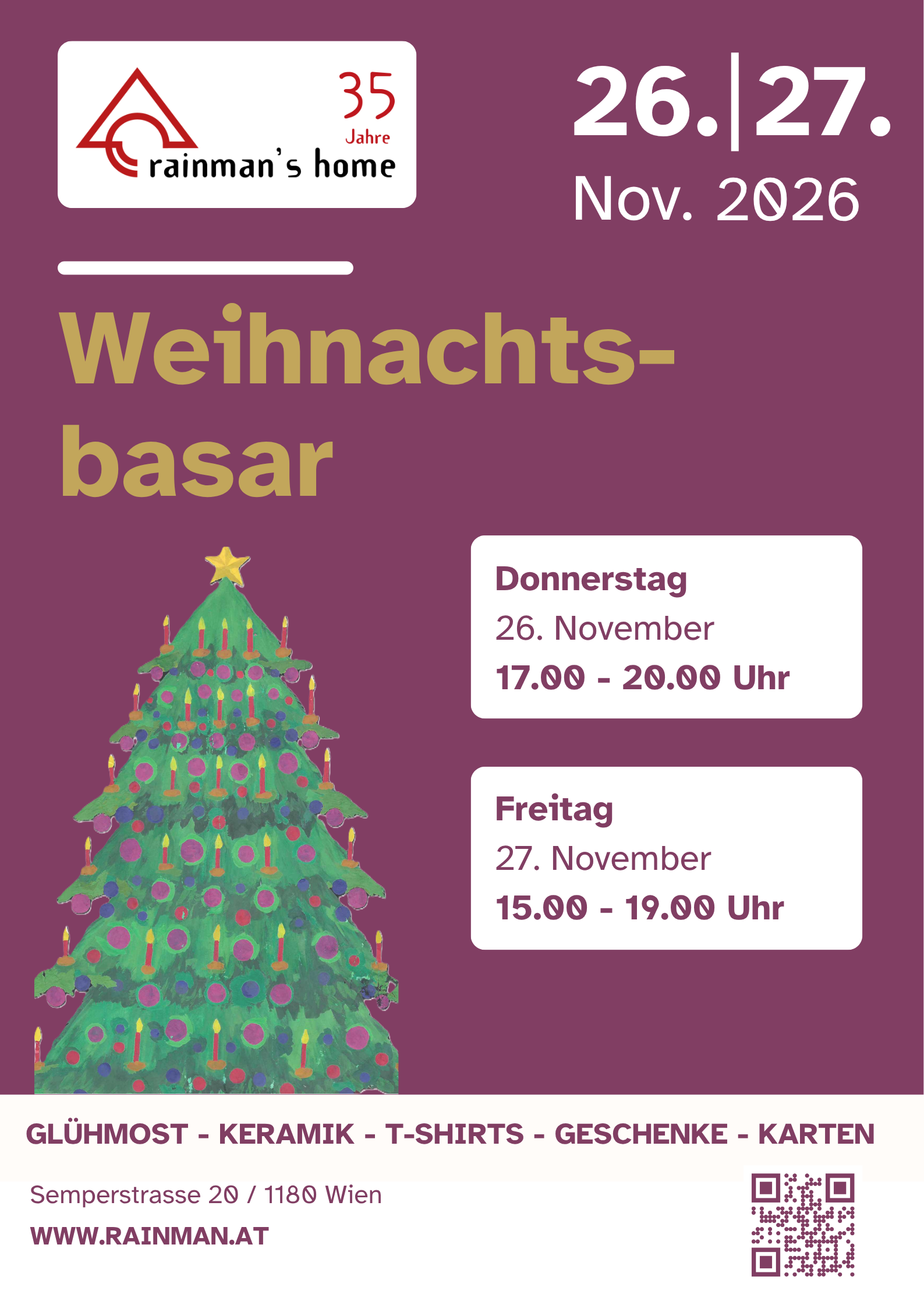 Einladung zum Weihnachtsbasar bei Rainman’s Home